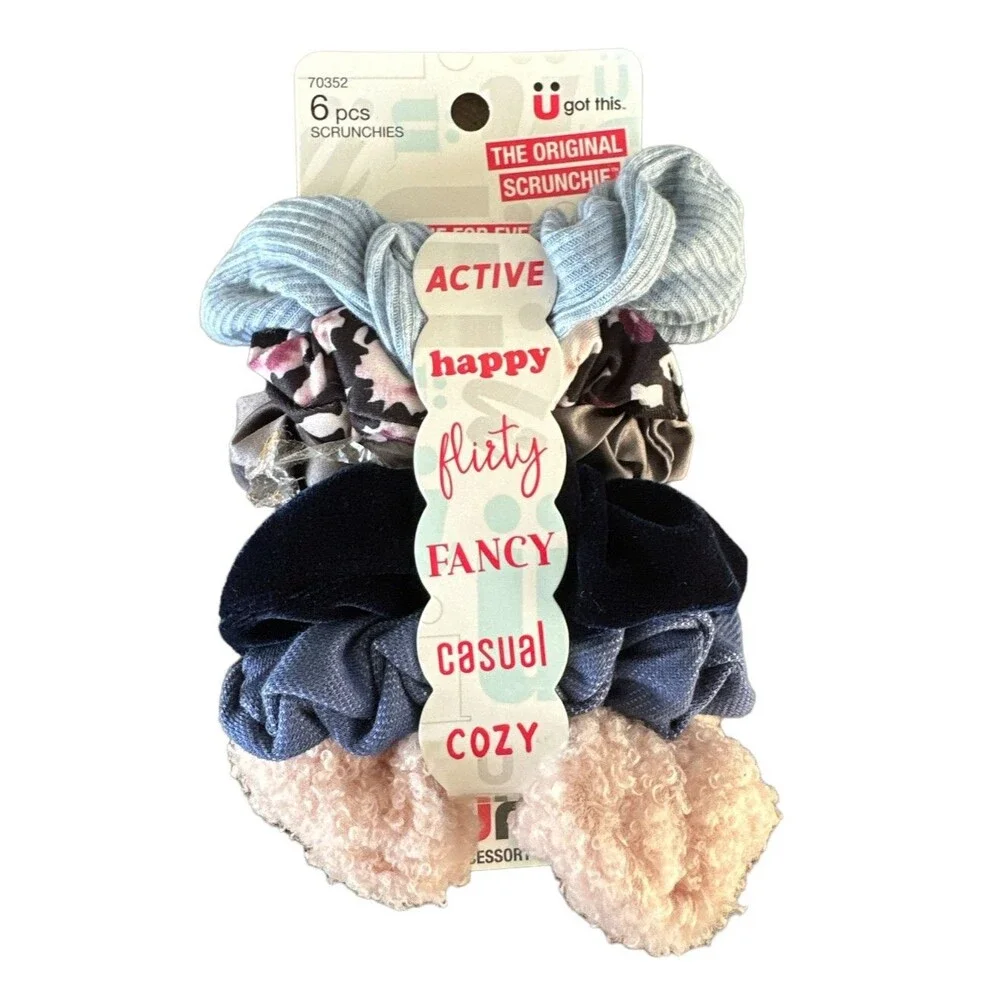 Lot of 2 Scunci Hair Accessory Multicolor Scrunchies for Every Mood | 12 Bands